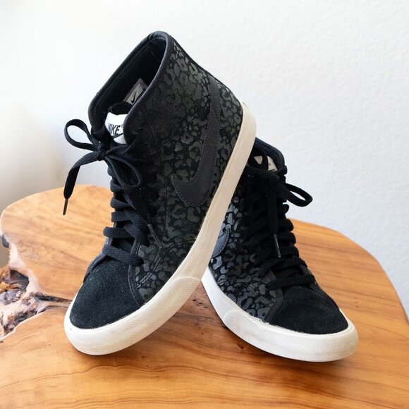 NIKE PRIMO COURT MID SZ 7 BLACK SUEDE LEOPARD LIMITED EDITION TRAINERS - Picture 2 of 7